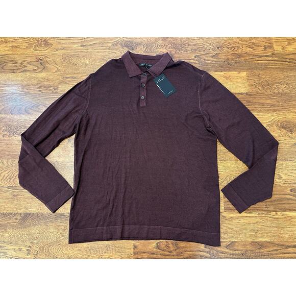 Robert Barakett Men’s Roman Merino Wool Sweater Polo XL Black – NWT Imperfection - Picture 1 of 10